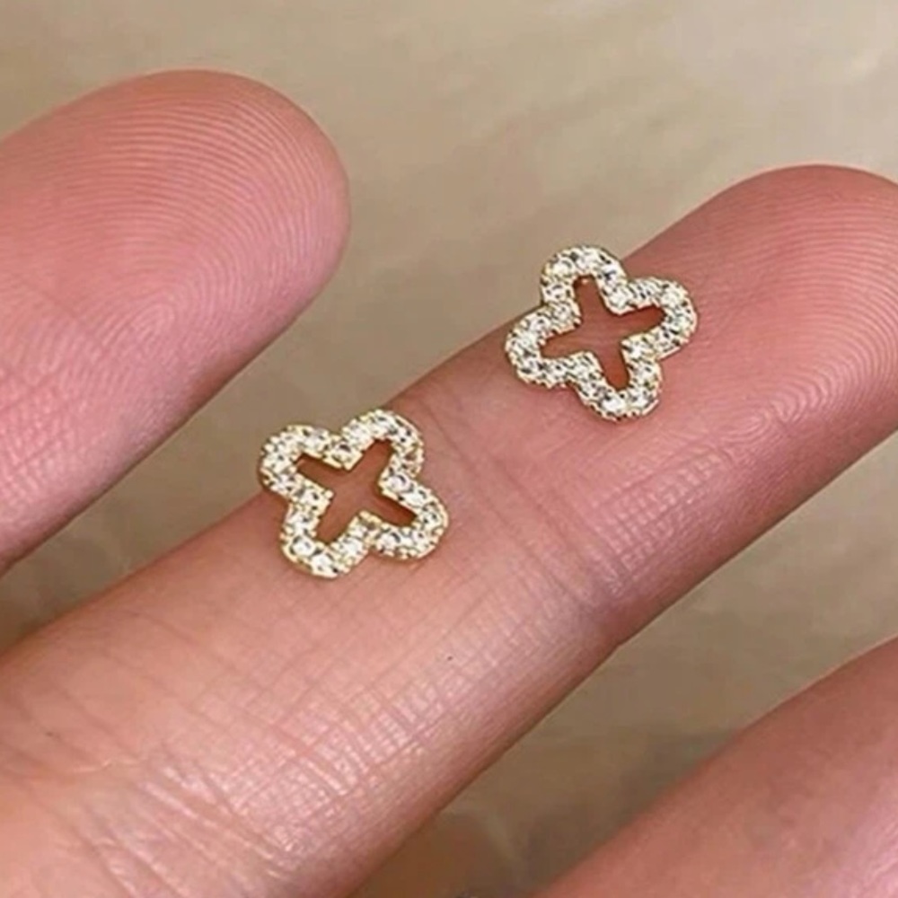 BOGO Clover Rhinestone Studded Earrings